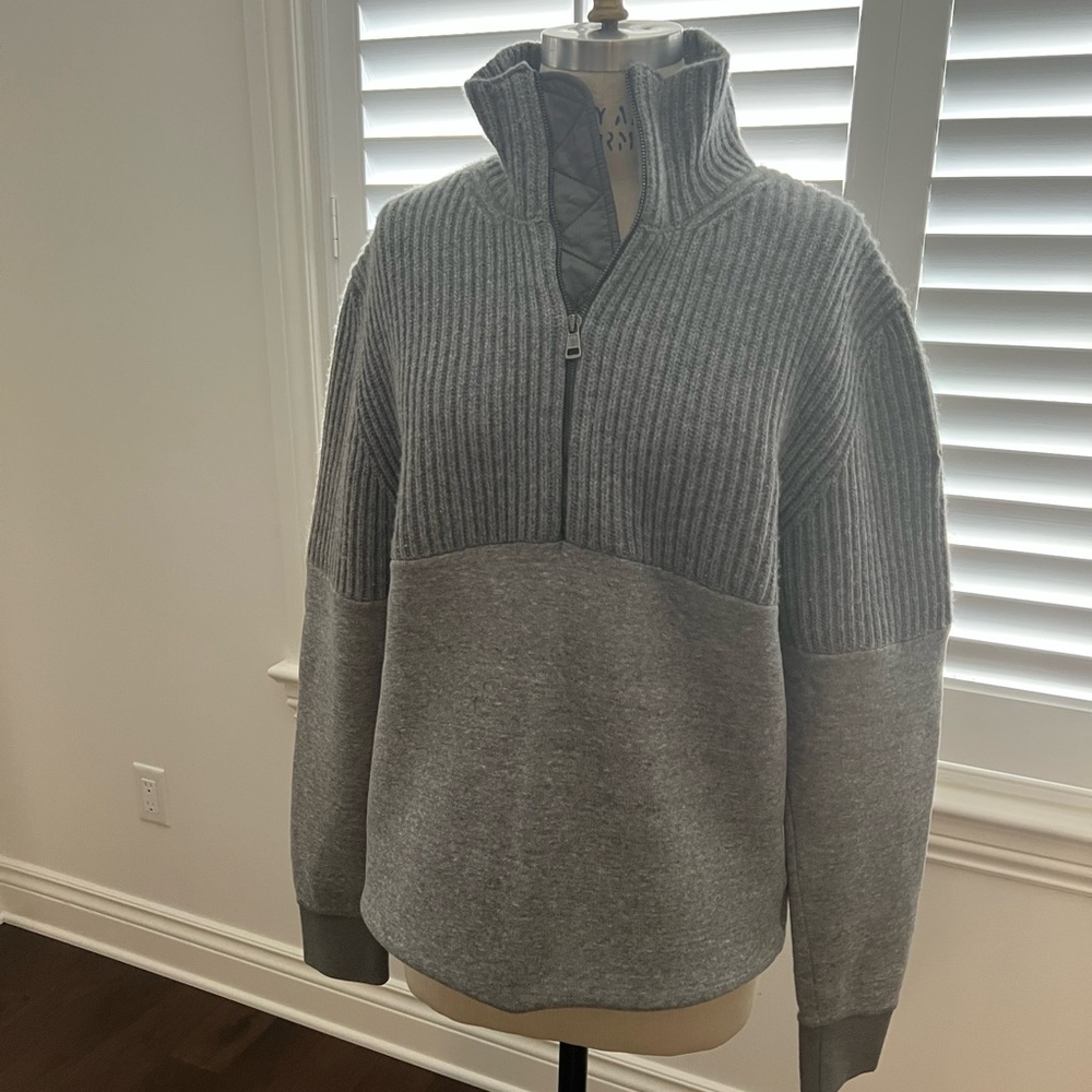 Authentic men’s Moncler fleece and wool zip up pullover (worn once)